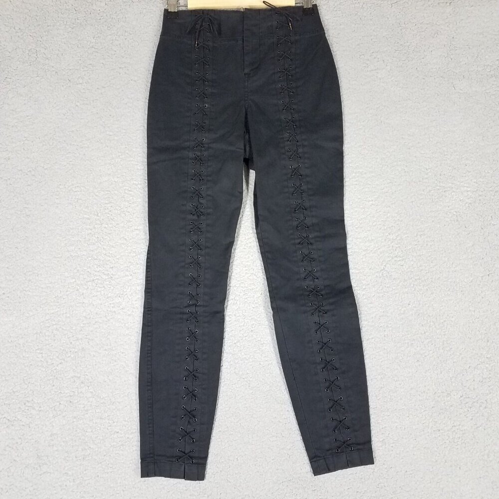 NEW A.L.C Kerrigan Pants Women's 0 Black Lace Up Front Trousers Crop High Waist